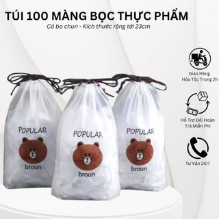 Màng Bọc Thực Phẩm co giãn siêu dai có chun hình túi gấu set 100 chiếc