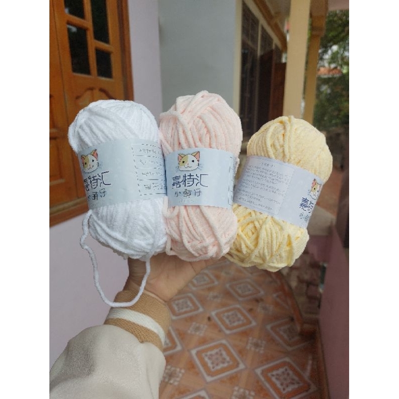 Len nhung mèo, nhung đũa 3mm, thích hợp móc thú size to, mũ, túi, áo, móc khóa...