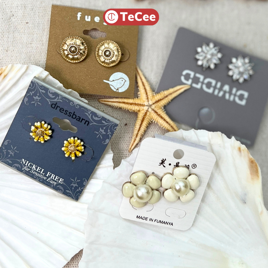 Khuyên tai Bông tai nữ nụ xuất dư xịn phong cách đơn giản cá tính vintage phụ kiện thời trang Tecee