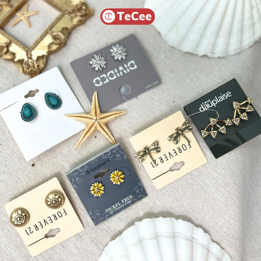 Khuyên tai Bông tai nữ nụ xuất dư xịn phong cách đơn giản cá tính vintage phụ kiện thời trang Tecee