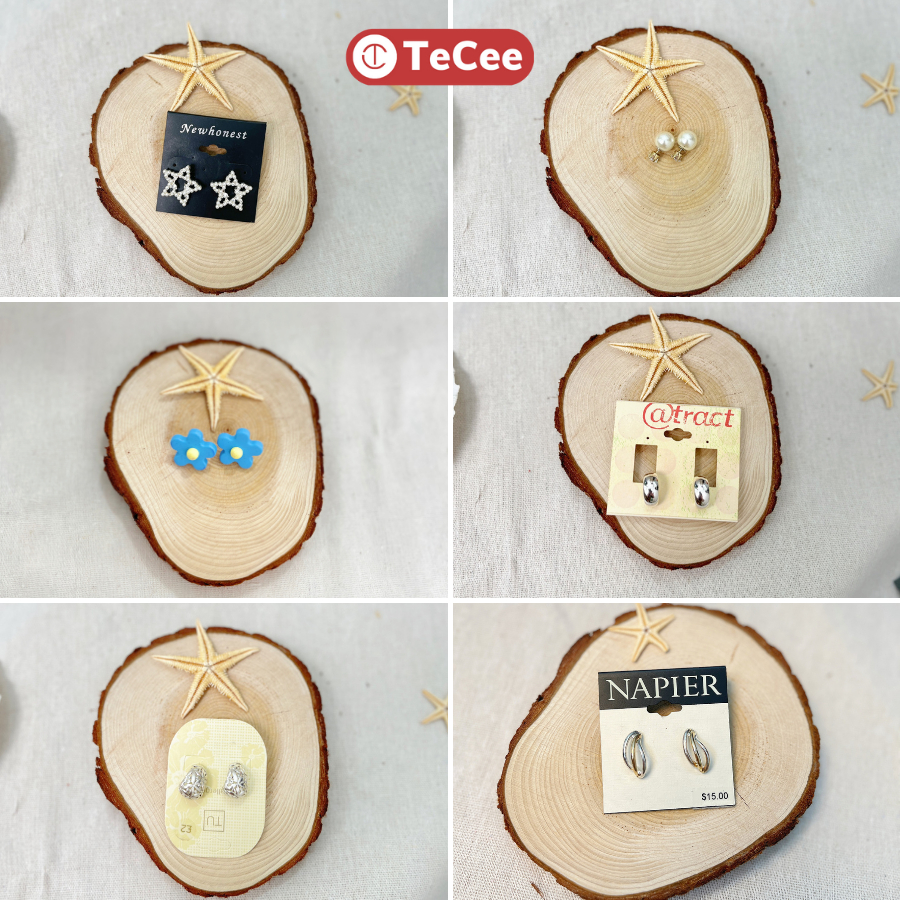 Khuyên tai Bông tai nữ nụ xuất dư xịn phong cách đơn giản cá tính vintage phụ kiện thời trang Tecee