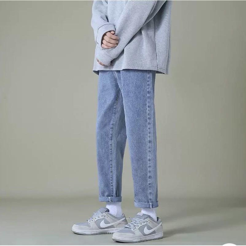 Quần Jean BAGGY nam ống suông rộng Hàn Quốc 2023 Xanh Sky Cotton