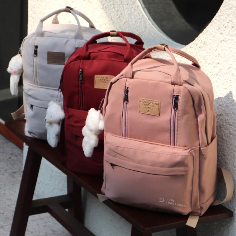BALO MÀU PASTEL HỒNG/ ĐỎ/ TRẮNG - BALO CỠ LỚN/ VỪA LAP 15.6 INCHES - VẢI POLY CHỐNG NƯỚC