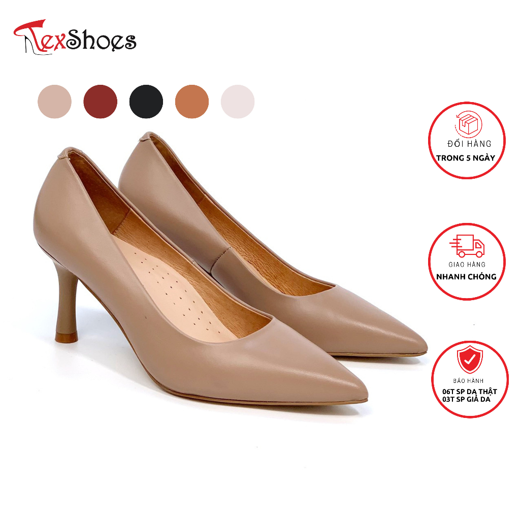 Giày công sở nữ gót mảnh cao 7cm, giày cao gót nữ hàng VNXK TEX SHOES