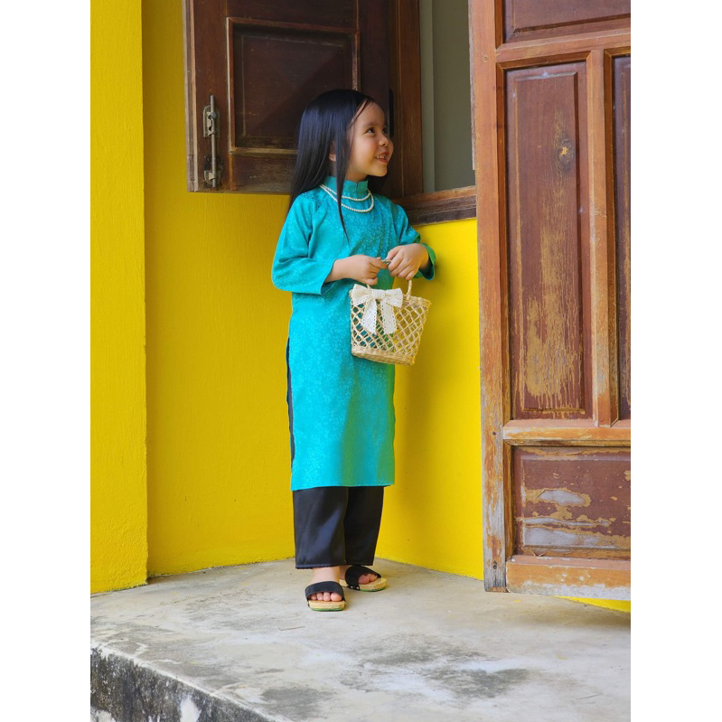 Áo dài Gấm hoa Bé Gái