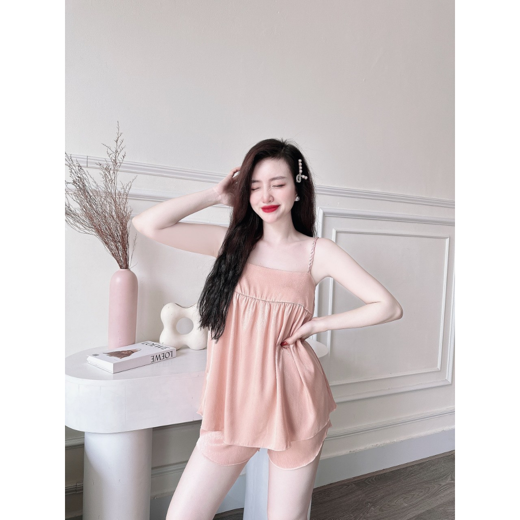 👉👉 BÈO VAI👉👉 Sét đồ ngủ lụa satin phối bèo vai mềm mại dễ thương free size 58kg