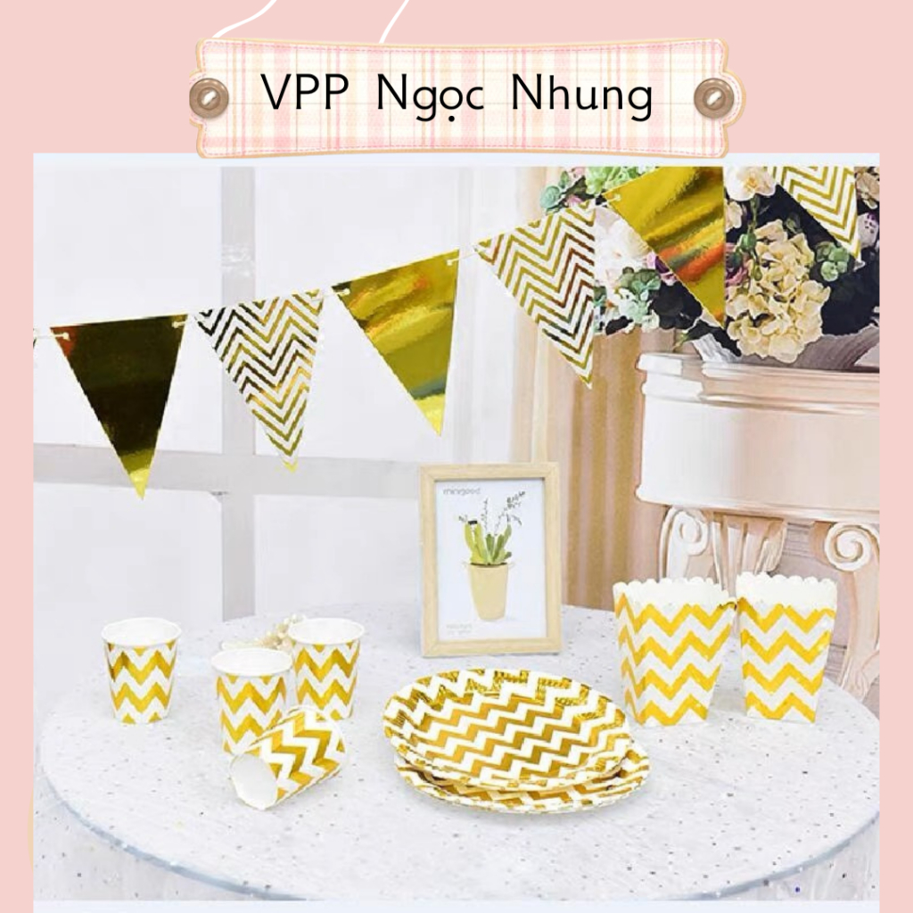 Dây cờ tam giác ❤️ánh kim❤️ trang trí sinh nhật, trang trí lớp học