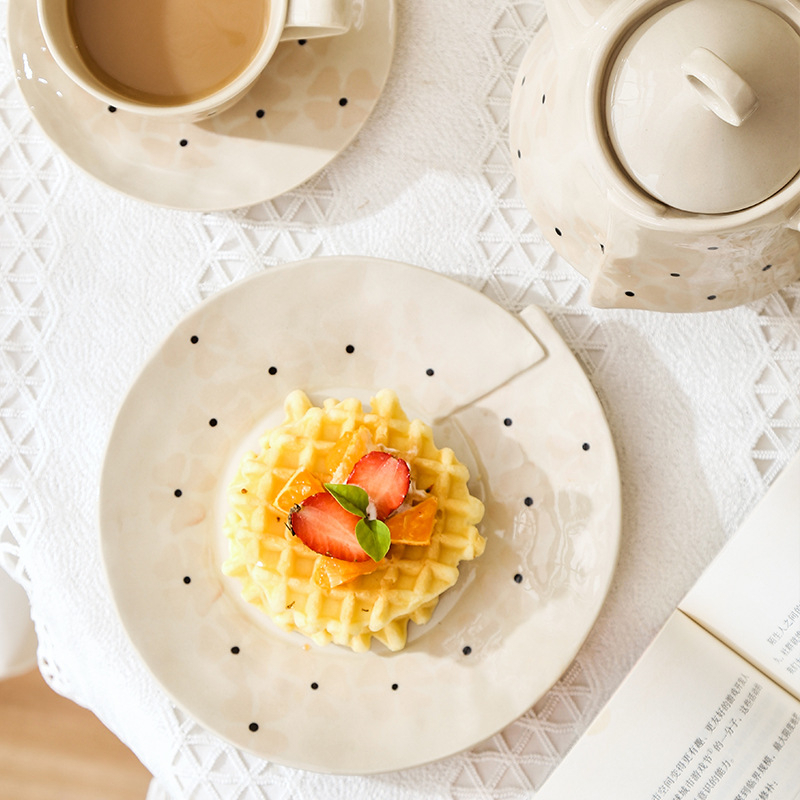 Bộ ấm trà chiều phong cách retro châu Âu hoạ tiết hoa anh đào -Meii.decor