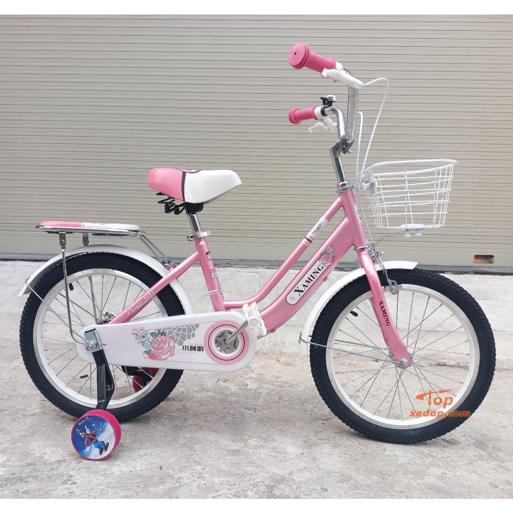 xe đạp trẻ em cho bé gái cỡ 18inch, từ 5-9 tuổi ( lắp ráp hoàn