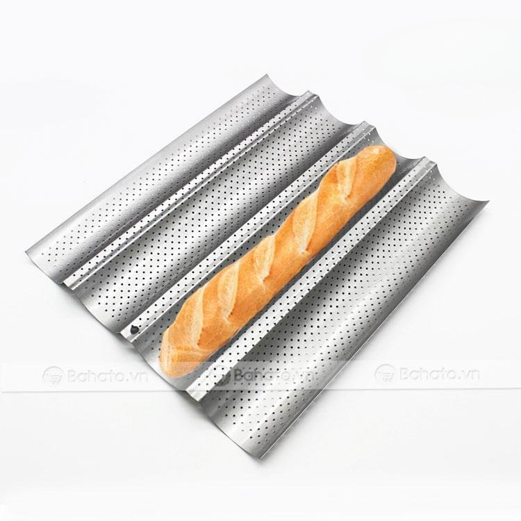 Khay nướng bánh mì baguette 4 rãnh 38 x 33 x 2.5 cm