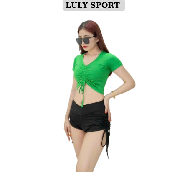 Áo rút ngực LULY SPORT, áo co giãn tốt, form dáng vừa dễ phối với các loại quần tập