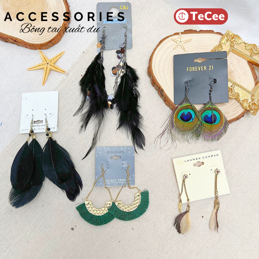 Khuyên tai Bông tai nữ phong cách boho vintage nhiều màu sắc hiện đại phụ kiện thời trang Tecee