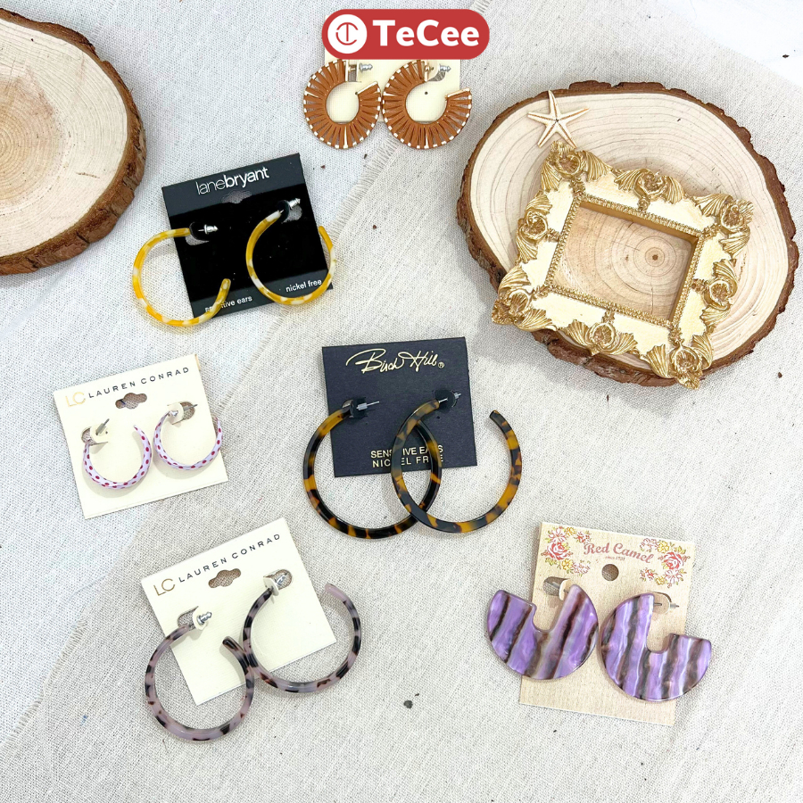 Khuyên tai Bông tai nữ phong cách boho vintage nhiều màu sắc hiện đại phụ kiện thời trang Tecee