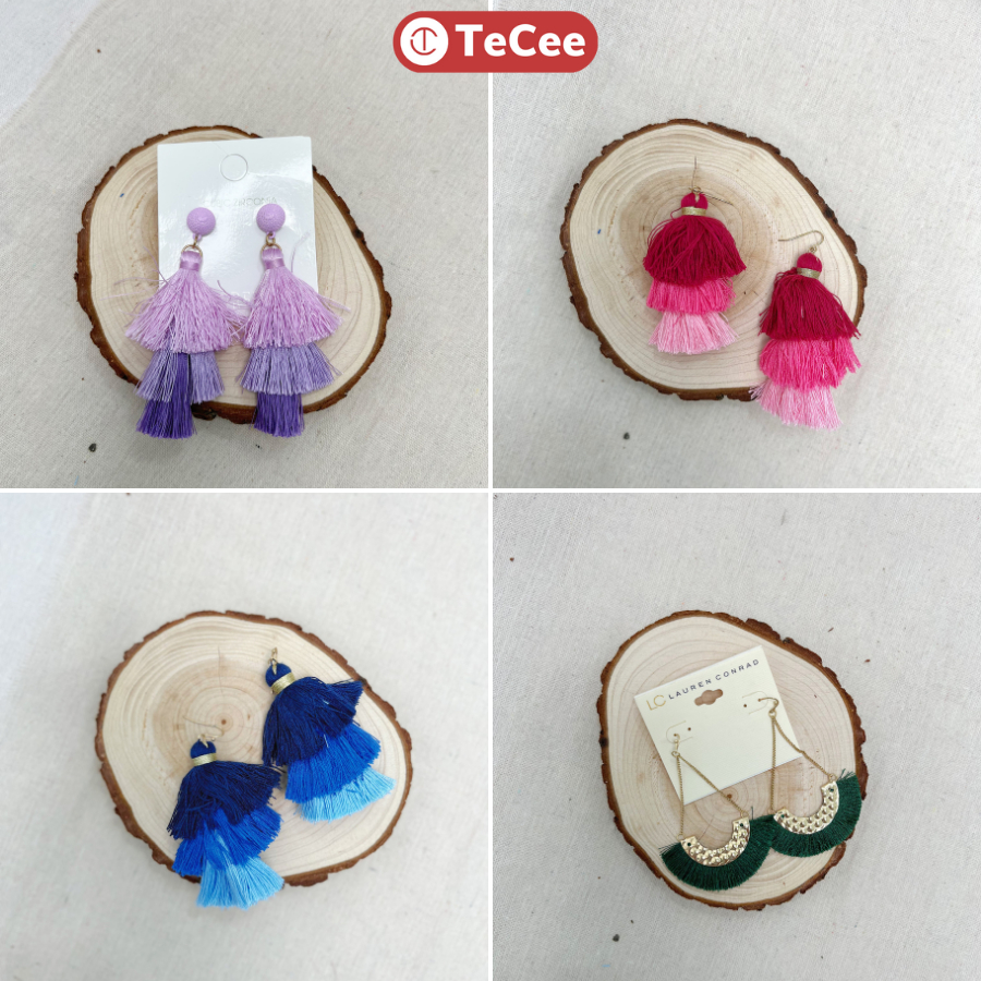 Khuyên tai Bông tai nữ phong cách boho vintage nhiều màu sắc hiện đại phụ kiện thời trang Tecee