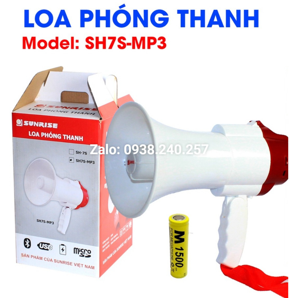 Loa phóng thanh công suất lớn 25W chính hãng Sunrise SH-7S MP3 Loa phóng thanh cầm tay, ghi âm rao bán hàng