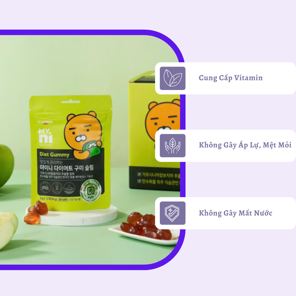 Kẹo Táo Giảm Cân Myni Selfcare Diet Gummy ILDONG Hàn Quốc Gói 12 Viên | Nine Hàn Nhật