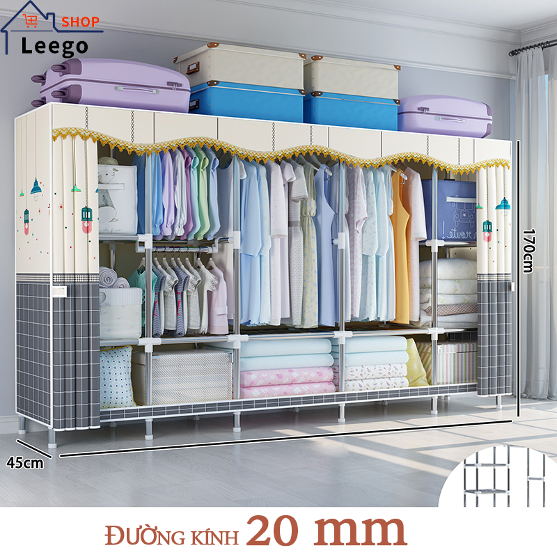 Tủ quần áo Leego 20 mm tủ vải đựng quần áo tủ quần áo sắt Khung thép không gỉ