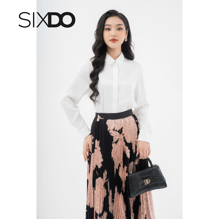 Áo sơ mi lụa dài tay thanh lịch thời trang SIXDO (Silk Shirt)