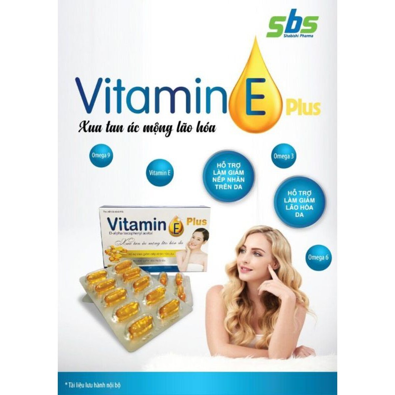 Viên uống VITAMIN E bổ sung Vitamin E nguyên chất giảm nếp nhăn chống lão hóa Hộp 30 viên nang