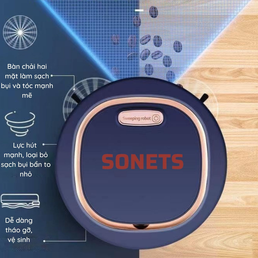 Robot Hút Bụi Lau Nhà Đa Năng Cao Cấp JM8025 Máy Robot Hút Bụi Tự Động, Sạc USB Cảm Biến Chống Va Chạm, SONETSVN | BigBuy360 - bigbuy360.vn