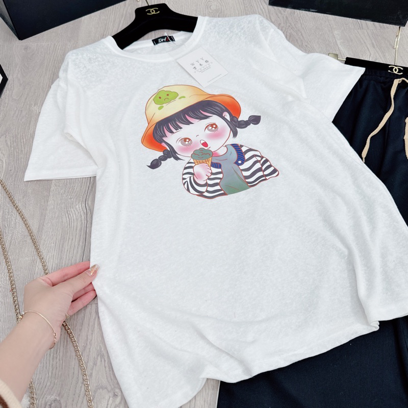 [ 𝐅𝐑𝐄𝐄 𝐒𝐇𝐈𝐏 ] Set áo phông cô bé mix quần suông phối sọc siêu phẩm Áo vải giấy QC cao cấp siêu đẹp, hình ép 5D