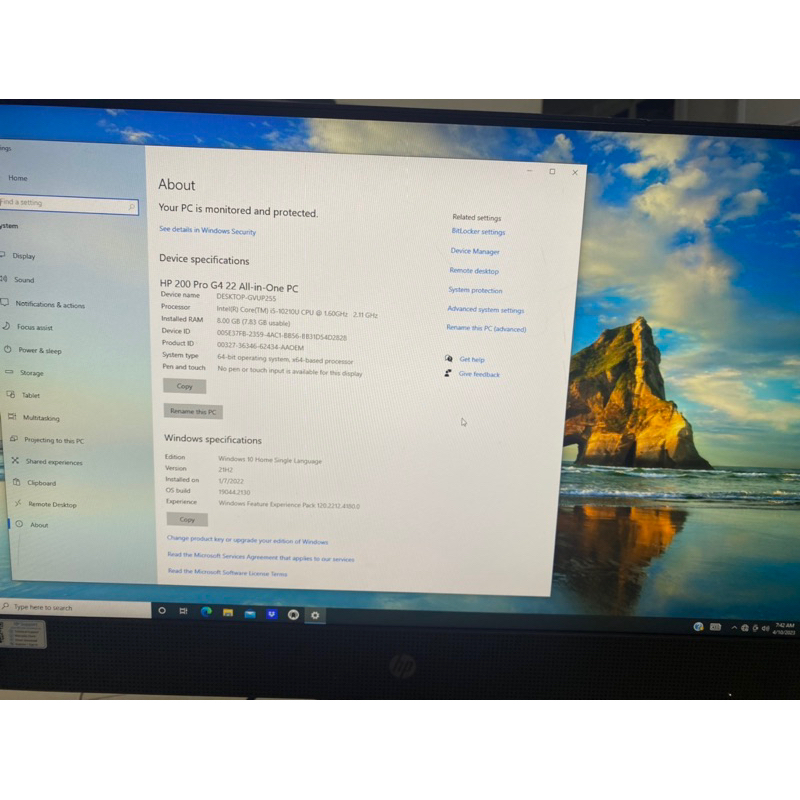 máy tinh all in one HP200 pro G4 -core i5,8GB,256GB