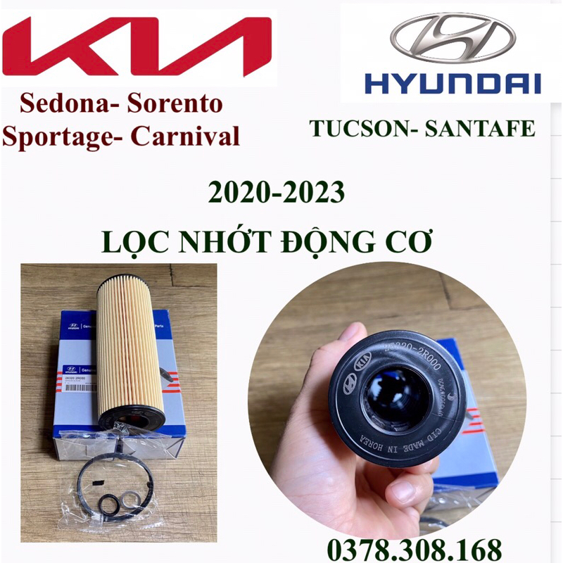 Lọc nhớt ô tô Sorento, Sedona, Carnival,Sportage 2020-2023 Huyndai Tucson, Santafe - mã 26320-2R000