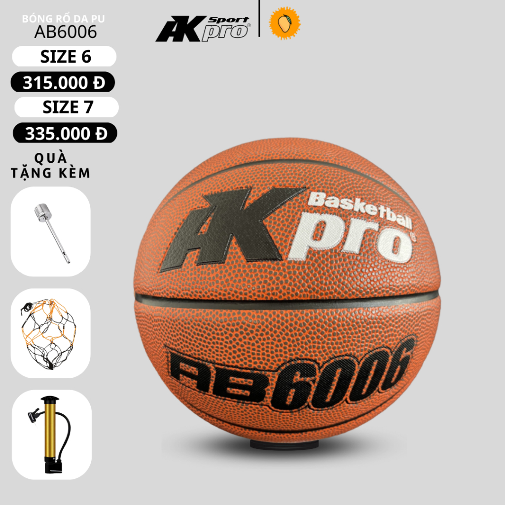 [CHÍNH HÃNG] Quả bóng rổ da AKpro AB6006