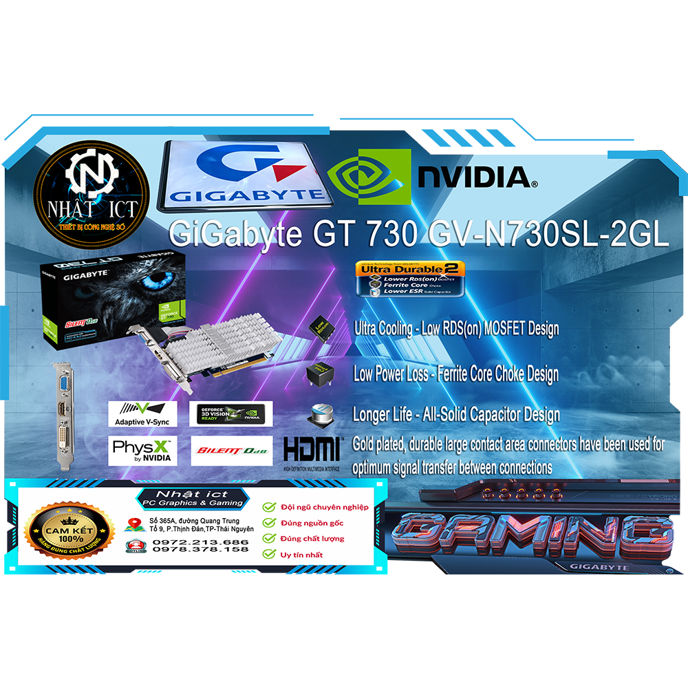 Hàng đẹp như mới Gigabyte GT 730 2G DDR3 GV-N730-2GI (rev. 1.0)