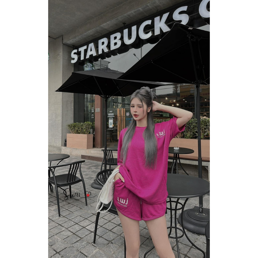 Set bộ áo phông hở lưng form rộng mix quần short ngắn phong cách trẻ trung cho mùa hè