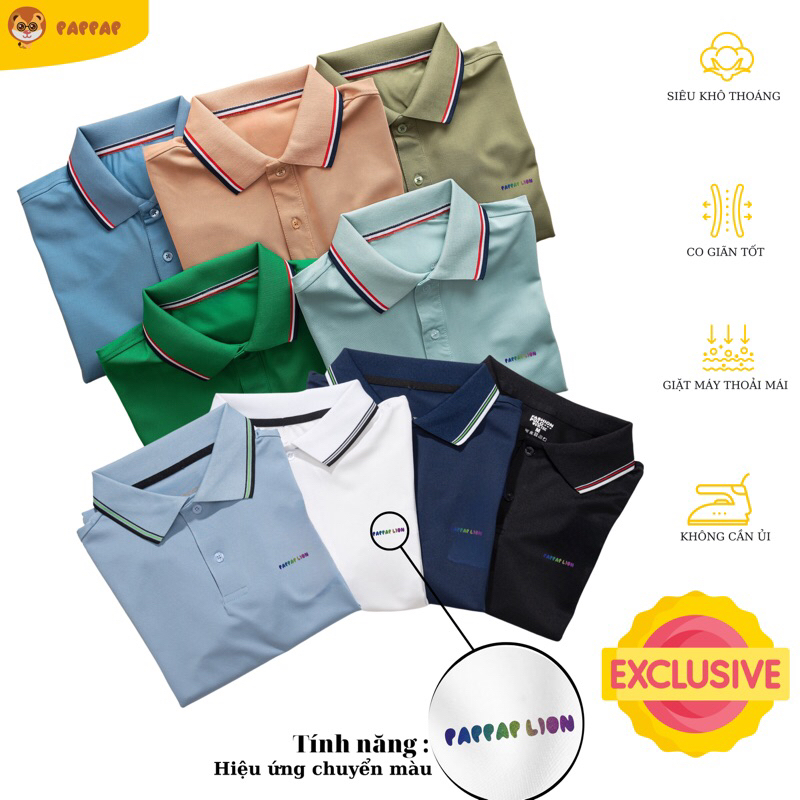 Áo thun polo có cổ cá sấu PE , form slimfit, co giãn tốt, thông thoáng nhiều màu sắc