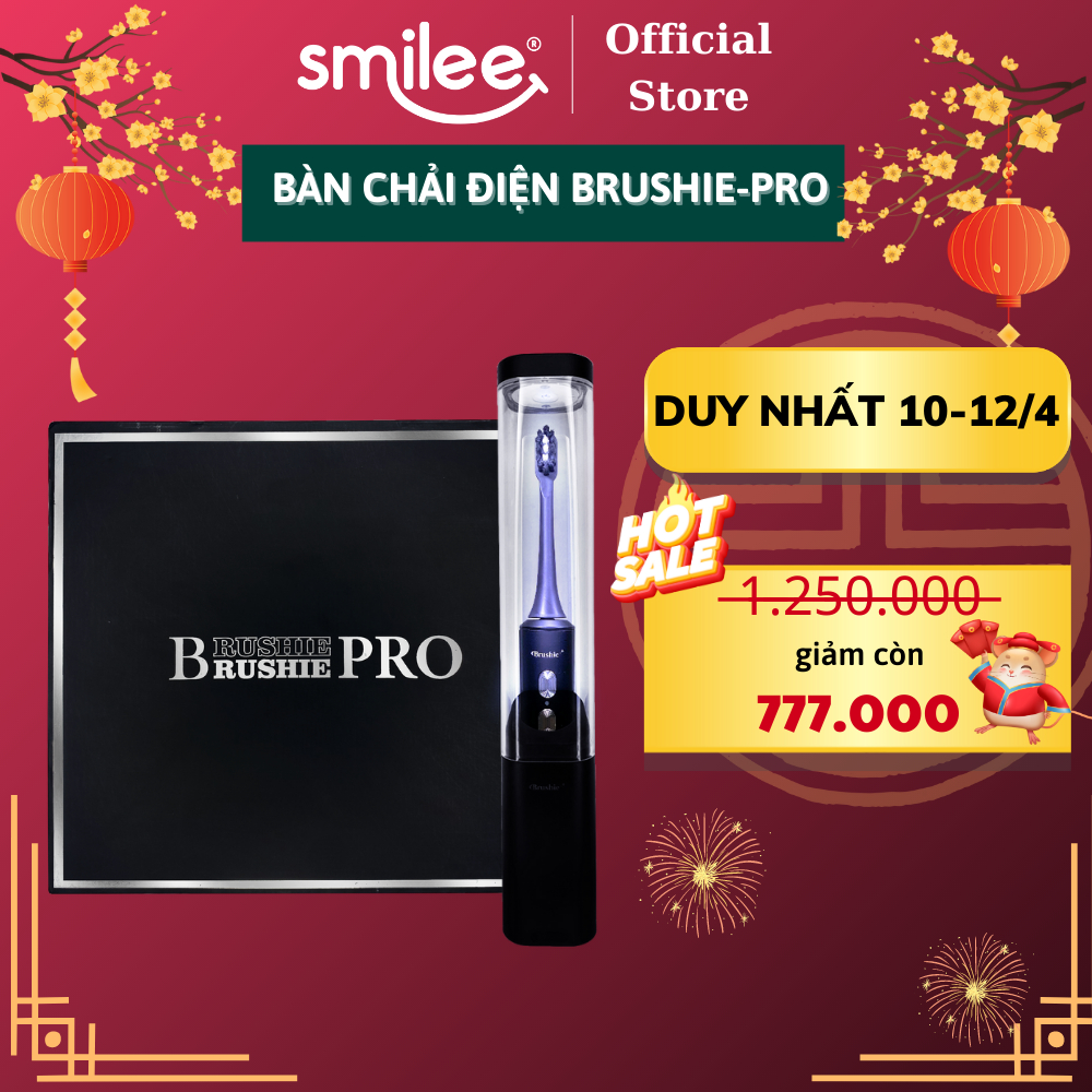Bàn chải điện Brushie Pro tích hợp đèn UV khử khuẩn cao cấp, tùy biến 12 chế độ đánh khác nhau phù hợp cho nhiều độ tuổi