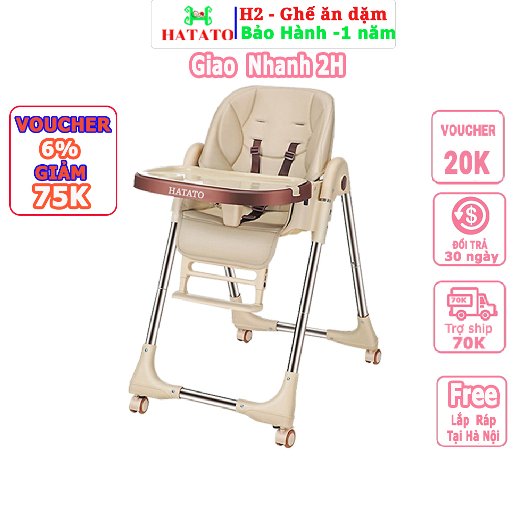 Ghế Ăn Dặm Cho Bé H2 Hatato cho trẻ tập ngồi ăn từ 6 tháng tuổi, BH-1năm là mẫu ghế ăn dặm gấp gọn và bé có thể nằm