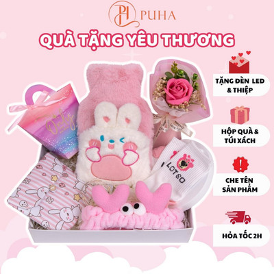 Túi chờm bụng kinh PUHA 500ml, sưởi ấm nóng giảm đau cho bạn nữ, quà tặng bạn gái ngày dâu