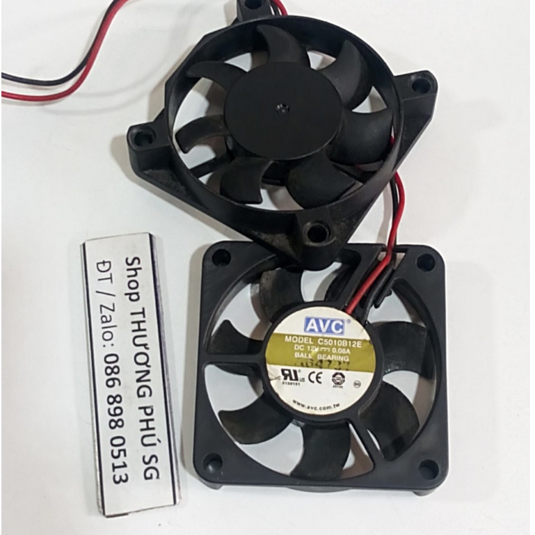 Quạt tản nhiệt Fan: 5Cm X 5Cm X 1Cm - Điện áp DC 12V (Loại 2 dây nối nguồn)