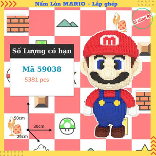 Đồ chơi lắp ghép mario nấm lùn - mô hình lắp ghép nấm lùn mario - cao 50cm - 5381pcs "linhlinh29219"