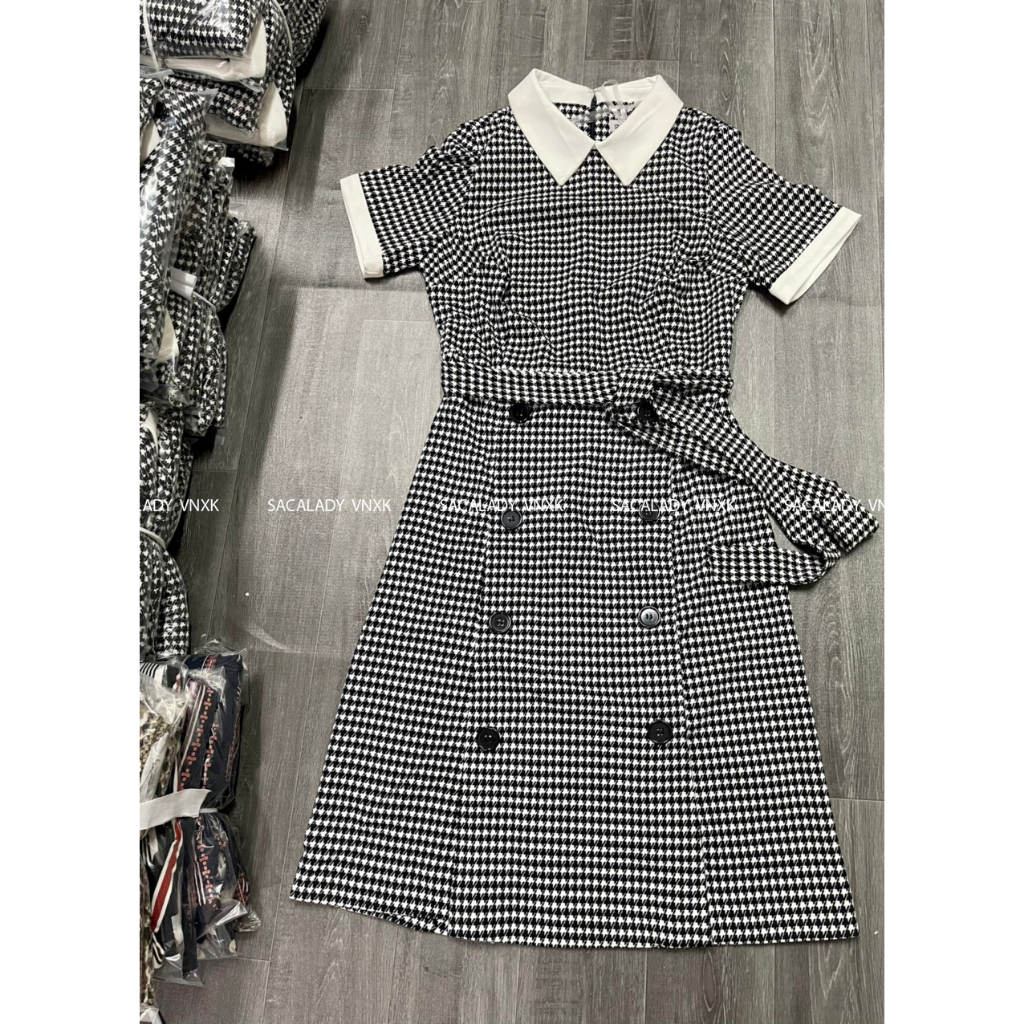 Đầm Caro Nhí Trắng Đen - 3863