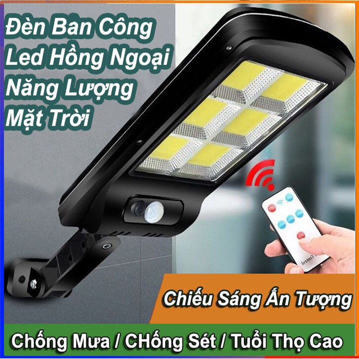 Đèn năng lượng mặt trời 100W siêu sáng có remote loại 2 pin chống nước ip67 loại 2 pin thời gian sáng 6>8 tiếng