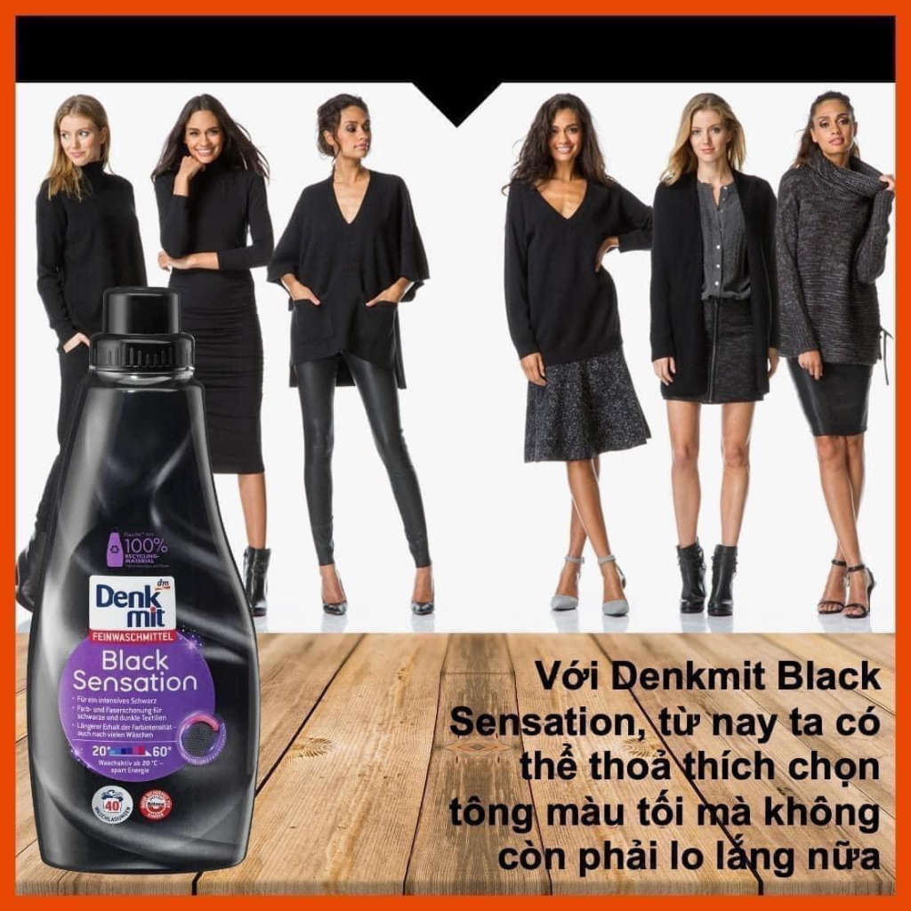 Nước Giặt Quần Áo Màu Denkmit Black Sensation, 1L, Hàng Đức