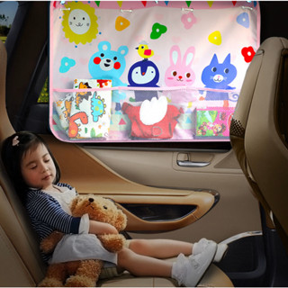 Rèm vải che nắng chống tia UV cho xe ô tô họa tiết hoạt hình dễ thương có giác hút, Màn che nắng oto