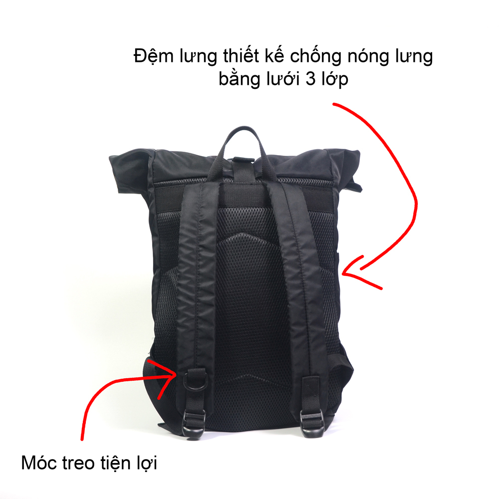 Balo nắp cuộn thời trang nam nữ chông thấm nước thể thao Ông ba bị