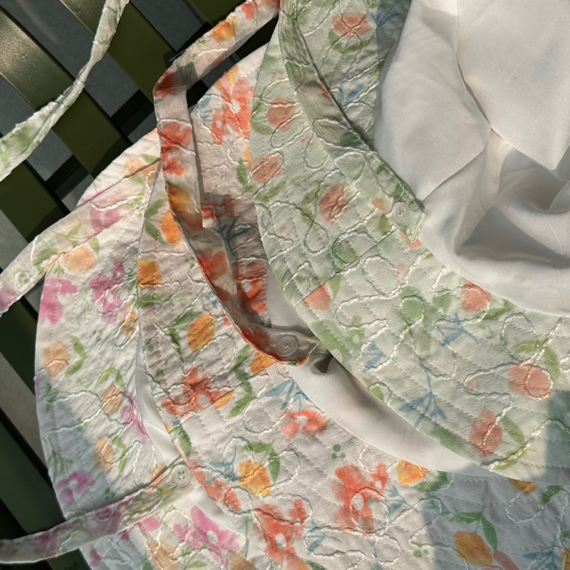 Nón Ngày Nào chất vải hoa xốp thêu, nón dây có thể tháo rời dây, nón 2 mặt không có dây, sẵn nhiều màu