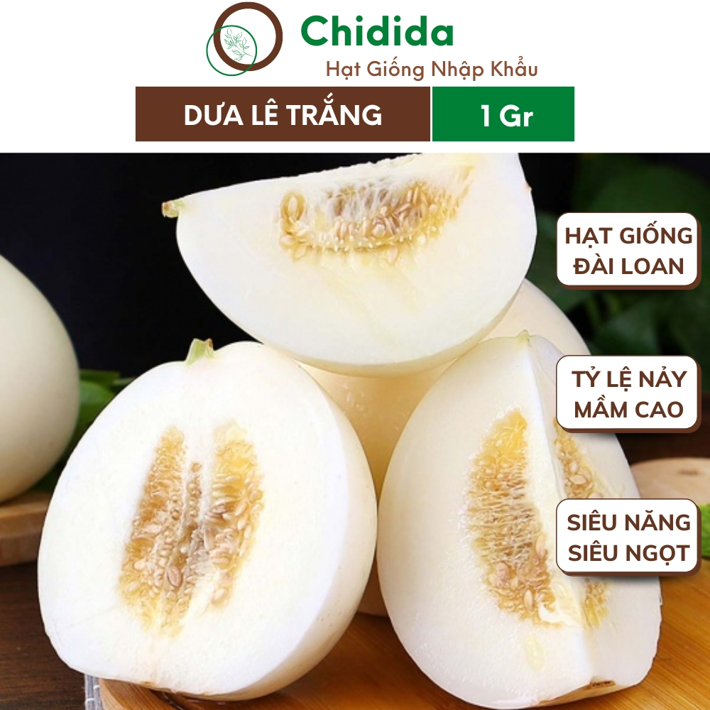 Hạt giống dưa lê Chidida ruột trắng siêu ngọt giống F1 chịu nhiệt kháng bệnh tốt nhập khẩu Đài Loan gói 1g