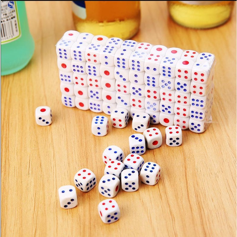 Viên xúc xắc xí ngầu nhựa mini 6 mặt vuông hột hạt sí ngầu lắc súc sắc đồ chơi tài xỉu cờ cá ngựa giải trí dạy học toán