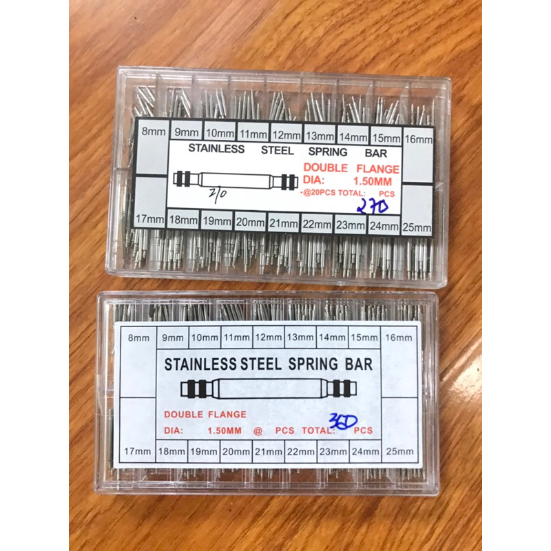 Hộp chốt m dây đồng hồ bằng inox không gỉ, chốt lò xo đủ size từ 8 đến 25, hộp 270 cái và 360 cái