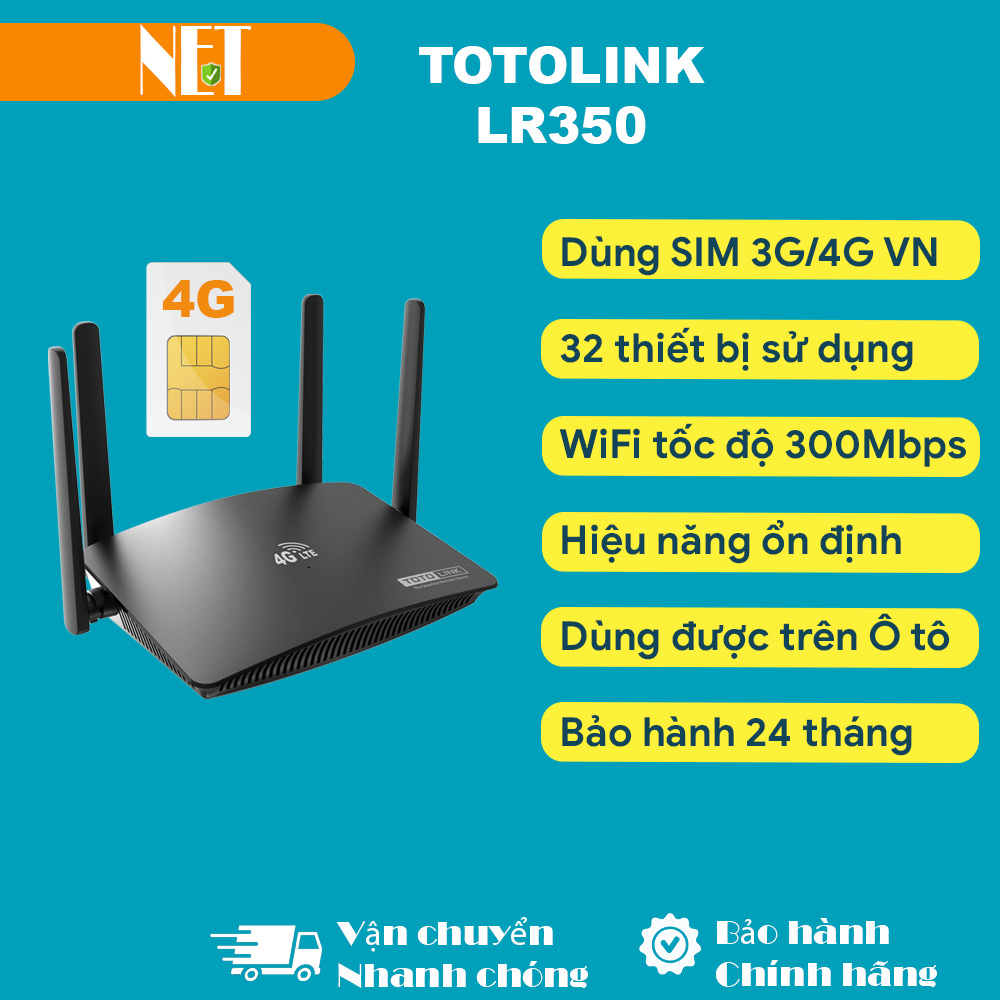 LR350 bộ phát wifi 4G hiệu TOTOLINK tốc độ 300Mbps bảo hành chính hãng 24 tháng