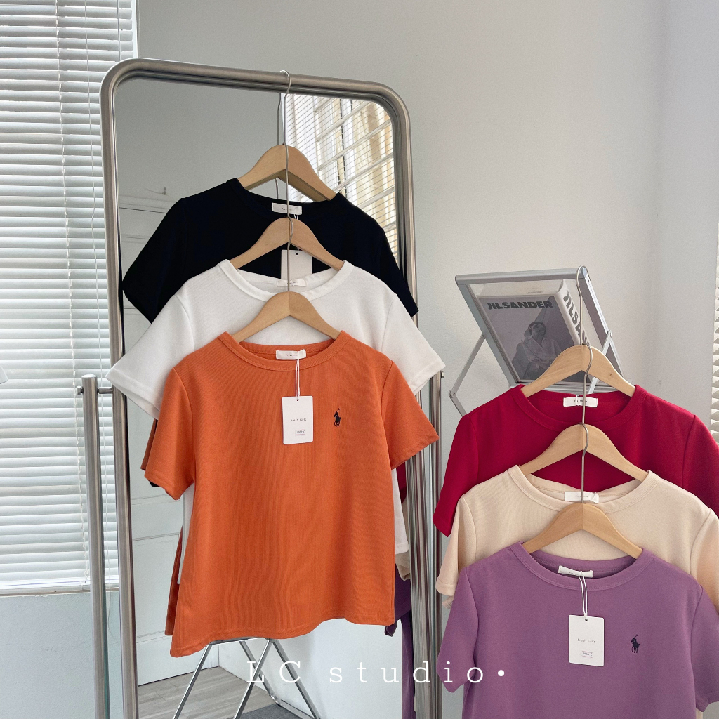 Áo Pull Thêu Cộc Tay Dáng Baby Tee FRESH GIRLS