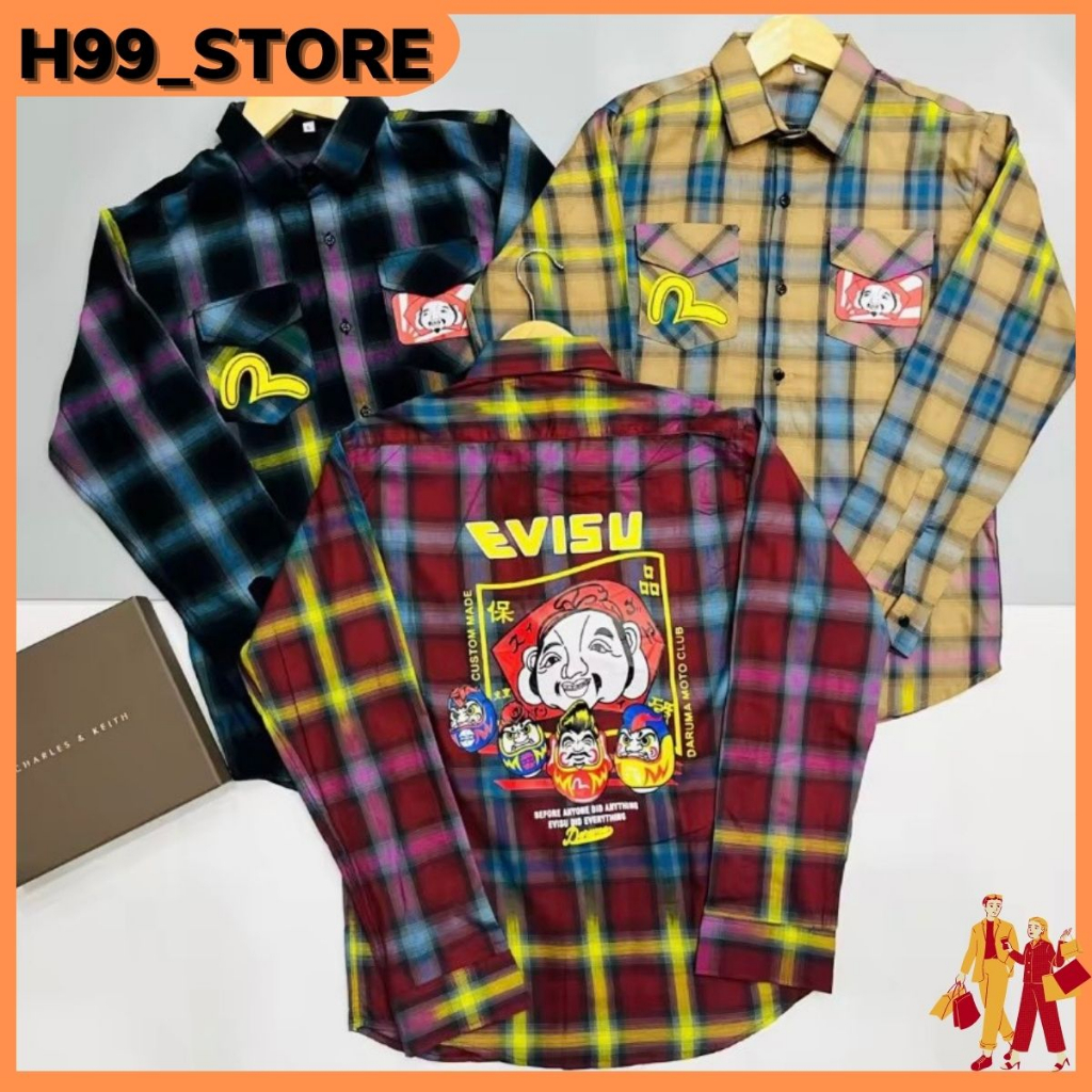 Áo sơ mi nam tay dài vải kate co dãn in logo EVI.SU cao cấp mẫu mới hot tren hàng shop H99_STORE