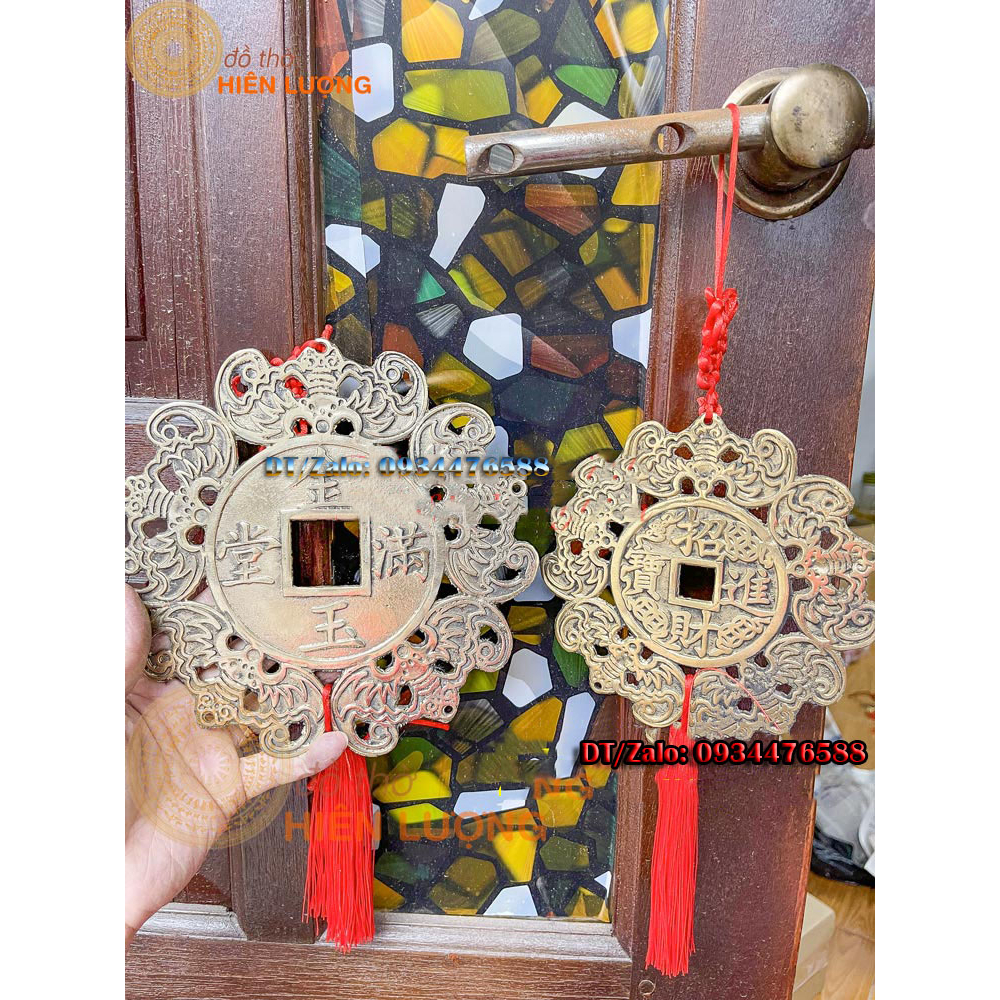 Đồng Tiền Vòng Dơi Ngũ Phúc Lâm Môn Đường Kính 16 Và 20cm Màu Vàng Phong Thủy