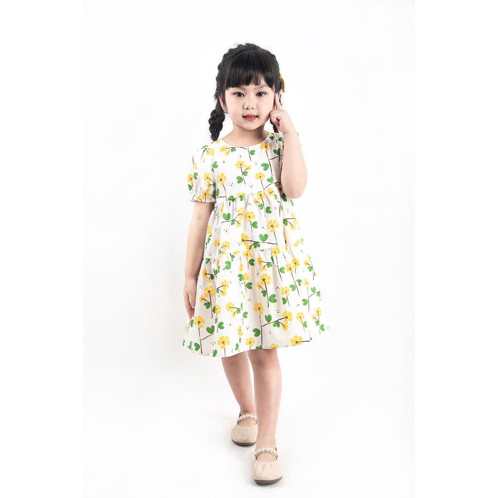 Đầm babydoll họa tiết xinh xắn cho bé gái từ 2 đến 6 tuổi Monbabies V2TG23S013